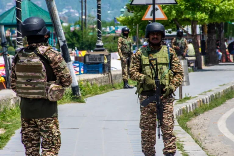 Indian soldiers stand guard on the bank of Dal lake following the deadly attack in Pahalgam [File: Getty]